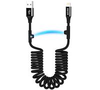 AGVEE 2 Pack 3ft Coiled USB-A to Lightning Cable [MFI Certified] Carplay