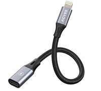 AGVEE 2 Pack 4 inch USB-C Female to Lightning Male Adapter, 30W Fast Charging Charger Converter for iPhone 14 13 12 11 Airpods iOS Device Carplay, Not for Audio, Dark Gray