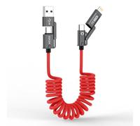 AGVEE 3ft 4-in-1 Coiled Multi Charging Charger Data Transfer Cable