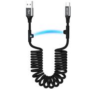 AGVEE 3ft Carplay Cable for iPhone 17 16 15, [USB-IF Certified] Coiled USB-A to USB-C Car Play & Android Auto Cord, Fast Charger Charging Data Transfer Cable, Dark Gray