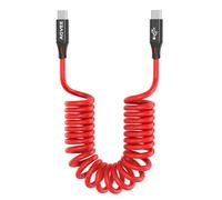 AGVEE 3ft Coiled Short USB-C to USB-C Charging Cable [USB-IF Certified] 60W PD Fast Charger Cord in Car for iPhone 16/15 CarPlay, Galaxy S25 S24 S23 S22 S21 S10 S9 S8, Google Pixel, Red