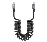 AGVEE 3ft Coiled Short USB-C to USB-C Charging Cable [USB-IF Certified] 60W PD Fast Charger Cord in Car for iPhone 16/15 CarPlay, Galaxy S25 S24 S23 S22 S21 S10 S9 S8, Google Pixel, Dark Gray