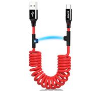 AGVEE 3ft Coiled USB-A to USB-C Cable [USB-IF Certified] Carplay