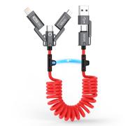 AGVEE 5ft 5-in-1 Coiled Multi Charging Charger Data Transfer Cable