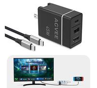 AGVEE Portable Replacement Switch OLED Dock Station Adapter, Multi in 1, 4K HDMI PD 45W Compatible with Nintendo Switch OLED with USB Type-C 3.1 Gen 2 Power Cable, Black