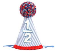 Agvgaza Classic Plaid Half Birthday Hat - Baby 1/2 Birthday Cone Hat,Six Months Decorations,Party Hat Photo Props (Streak blue)