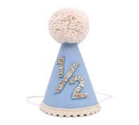 Agvgaza Half Birthday Hat -Baby 1/2 Birthday Cone Hat,Six Months Decorations,Party Hat Outfit for Girls/Boys (Blue)