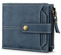 AGWANI HANDICRAFT Leather Wallet for Men, RFID Blocking, Extra Capacity Bifold Wallet with 1 ID Windows With Extra Coin pocket, Ultra Strong Stitching, Slim Bi-fold with 9 Card Slots Gift For Him, Sky