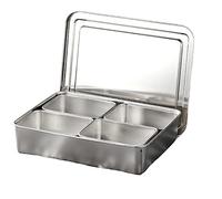Agwuoetr 1 PCS 4 Grids Seasoning Box with Lid Rectangle Hotel Household Spice Organizer Stainless Steel
