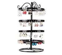 Agwuoetr 1 PCS Wrought Iron Four-Story Rotating Jewelry Rack Jewelry Rack Earring Earring Bracelet Display Rack Black