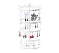 Agwuoetr 1 PCS Wrought Iron Four-Story Rotating Jewelry Rack Jewelry Rack Earring Earring Bracelet Display Rack White