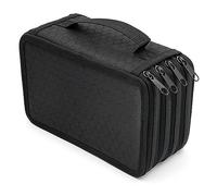 Agwuoetr 1 Piece Capacity 72 Holes 4-Layer Pencil Case Solid Color Square Sketch Pencil Case Stationery Gift Black