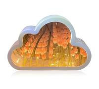 Agwuoetr 1 Piece Cloud-Mirror Night Light Handmade DIY Tulip Girl Living Room Night Light Small Mirror Desktop Light-Emitting Ornaments A