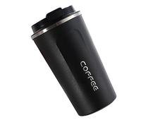 Agwuoetr 1 Piece Coffee Cup with Cover Stainless Steel Portable Outdoor Portable Cup for Gifts Black