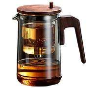 Agwuoetr 1 Piece Glass Teapot with Wood Handle Heated One-Button Filtering 750ml