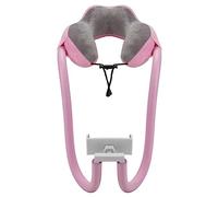 Agwuoetr 1 Piece Phone Neck Pillow Holder Halter Neck Bracket for Plane Travel Adjustable Cell Phone Stand with 360 Flexible Tablet Arm Pillow,Light Pink