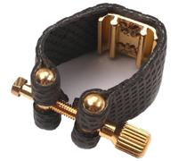 Agwuoetr 1 Piece Replacement Parts for Alto Sax Saxophone Ligature Accessories Black Compact Fastener Ligatures Mouthpiece PU Leather+Metal Parts Black&Gold