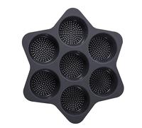 Agwuoetr 1 Piece Silicone Hamburger Bun Mold 7 Cavity Loaf Pan Non Stick Baking Pan Easy to Release Household Silicone Food Baking Tool C