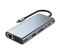 Agwuoetr 1 Piece USB C Hub SD/TF Card Reader with 4K -Compatible, VGA, USB 3.0 Port,Type C PD, RJ45 Ethernet