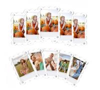 Agwuoetr 10 Pack 2.36 X 3.54 Inch Acrylic Fridge Magnetic Frame Scalloped, Double Sided Frame, Refrigerator Magnet Picture Frame