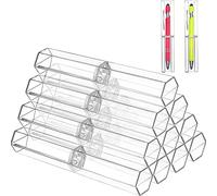 Agwuoetr 10 Pcs Acrylic Pen Boxes Clear Ballpoint Pen Case Pencil Gift Box Pen Storage Container Hexagon Single for School Office