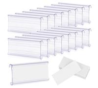 Agwuoetr 100 Pcs Wire Shelf Label Holders with 100 Paper Inserts,Wire Label Holder Plastic Shelf Tags Compatble 1-1/4Inch Shelves