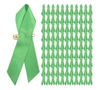 Agwuoetr 100 Pieces Awareness Ribbon Satin Ribbon Lapel Pins Fabric Ribbons with Safety Pins for Women Men (Green)