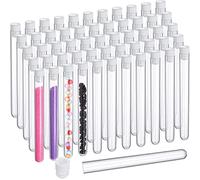 Agwuoetr 100Pcs Clear Test Tubes with Lids 25 Ml Plastic Tube 16 X 150 Mm Plastic Vials for Scientific Experiments Supplies