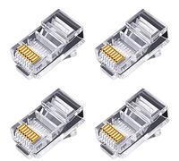 Agwuoetr 100Pcs RJ45 Connector 6U Gold Plated Pass Through Ethernet Cables Module Plug Network RJ-45 Crystal Heads Cat5 Cat5E