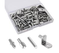 Agwuoetr 100Pcs Shelf Pegs for Shelves, 4 Styles Shelf Pins Kitchen Cabinet Shelf Pegs,Shelf Holders Pegs, Bookshelf Pegs Silver