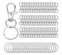 Agwuoetr 100PCS Swivel Clasps Lanyard Snap Hooks with Key Rings Key Chain Clip Hooks Lobster Claw Clasps for Keychains Jewelry
