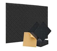 Agwuoetr 12 Pack Soundproof Wall Panels 12x12x0.4Inch Self Adhesive Sound Absorbing Panels Acoustic Foam Panels for Recording Studio,Office Black