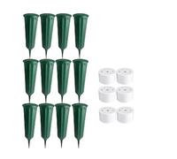 Agwuoetr 12 Pcs Cemetery Vases with Spikes Memorial Floral Vases Grave Flower Holder Cone in Ground Vases with Stakes Green