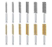 Agwuoetr 12PCS Twisted Wire Stainless Steel Brush Wire Hole Cleaning Brush With Handle 1/4 Inch Hex For Pipe Hole