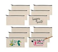 Agwuoetr 12Piece Blank Canvas Bags Pencil Case Canvas Makeup Bags,For Painting,School,Organizer