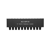 Agwuoetr 1Pcs AU-HP10 10 Channel Stereo Headphone Amplifier Black Metal Audio 1Input 10 Output Preamplifier -Control NJM4556A DC12-24V