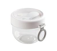 Agwuoetr 1Pcs Reusable Overnight Oat Container with Lid and Foldable Spoon, 600Ml Leak-Proof Oats Jar Portable Yogurt Cup, White