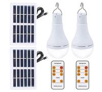 Agwuoetr 1Set LED Solar Light Bulb Rechargeable Energy Bulb Lamp Camping Solar Tent Lamp +Remote Control For Indoor Outdoor