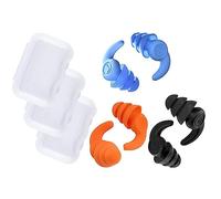 Agwuoetr 1Set Silicone Earplugs Reusable Silicone Swimmer Earplugs for Adults,Black+Orange+Blue