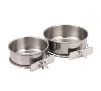 Agwuoetr 2-Pack Bird Parrot Feeding Cups with Clamp Stainless Steel Food Water Bowls Dish Feeder for Cockatiel, Conure, Budgies, Parakeet Parrot, Macaw, Small Animal