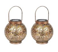Agwuoetr 2 Pack Solar Lantern for Outdoors Metal Solar Lights IP55 Waterproof Hanging Garden Decoration