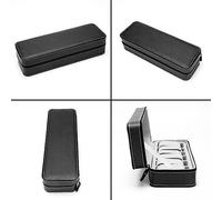 Agwuoetr 2 PCS 6 Slot Watch Box Portable Travel Zipper Case Collector Storage Jewelry Storage Box Watch Organizer Box (Black)