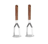Agwuoetr 2 PCS Vintage Kitchen Utensil Stainless Round Potato Masher Wooden Handle Masher Ricer Tool