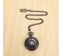 Agwuoetr 2 Pcs Vintage Steampunk Black Roman Numerals Necklace Quartz Pendant Pocket Watch Gift