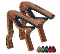 Agwuoetr 2 Piece Electric Guitar Capo Wood Grain Capo + 5 Picks (with Pick Slot) Wood Color Musical Instrument Accessories