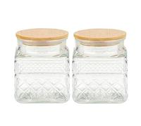 Agwuoetr 2 Piece Square Glass Jars Coffee Pasta Sugar Tea Snack Nuts Cookie Jar Kitchen Decor