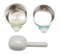 Agwuoetr 2 Pieces Crate Dog Bowl, Removable Stainless Steel Pet Kennel Hanging Food Water Feeder Bowl Cage Coop Cup with Spoon