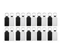 Agwuoetr 20 Piece Glitter PU Leather Keychain Heat Transfer Keyring Sublimation Blank Rectangle Black