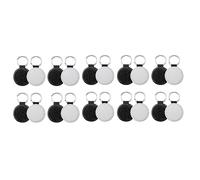 Agwuoetr 20Pack Sublimation Blanks Keychain Glitter PU Leather Keychain Heat Transfer Keyring Round Sublimation Blank Black
