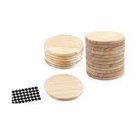 Agwuoetr 20Pcs Round Wood Coasters Blank Wooden Coasters 4 Inch Round Blank Wooden Coasters For Crafts With Non-Slip Silicon Dots